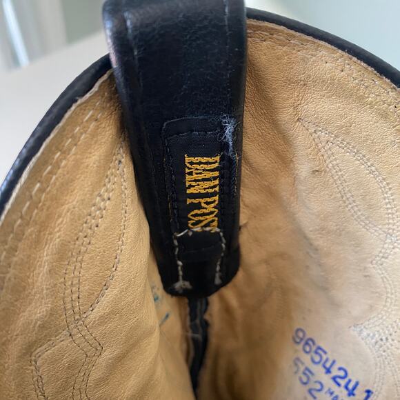 Dan Post Vintage Black Cowboy Boots Stitch Embroidery Pointed Toe Men Sz 8.5 EW - Picture 16 of 16